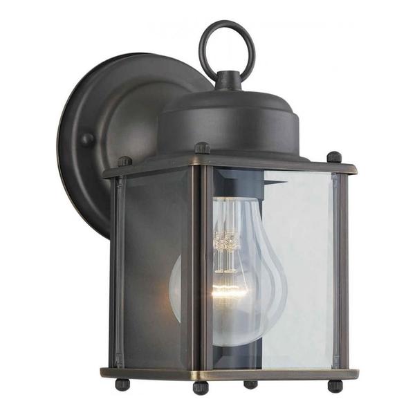 Forte One Light Royal Bronze Clear Beveled Panels Glass Wall Lantern 1005-14